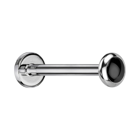 Micro Threadless Labret disco argentato arrotondato pietra onice nera