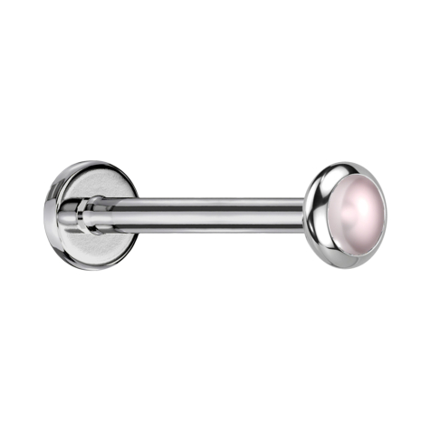 Micro Labret senza filettatura disco argentato arrotondato pietra opalite rosa