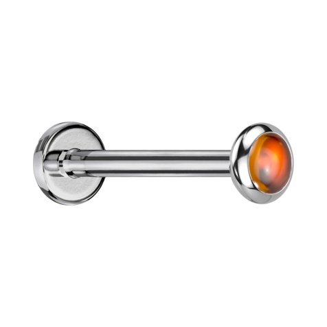 Micro Threadless Labret argento disco arrotondato pietra onice rossa