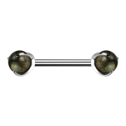 Barbell con filettatura interna argento con due sfere...