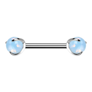 Barbell Innengewinde silber mit zwei Kugeln Opalite Stein...