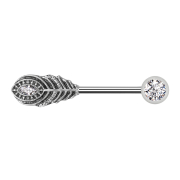Barbell silver con perline frontali in cristallo silver e...