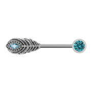 Barbell silver con perline frontali in cristallo acqua e...