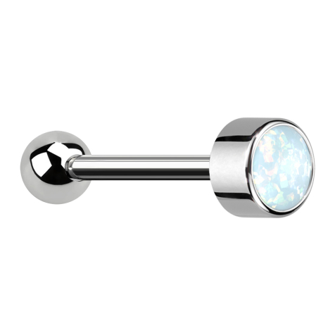 Micro Barbell Threadless Silver with Ball and Cylinder Opal White