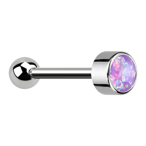 Micro Barbell Threadless silber mit Kugel und Zylinder Opal violett
