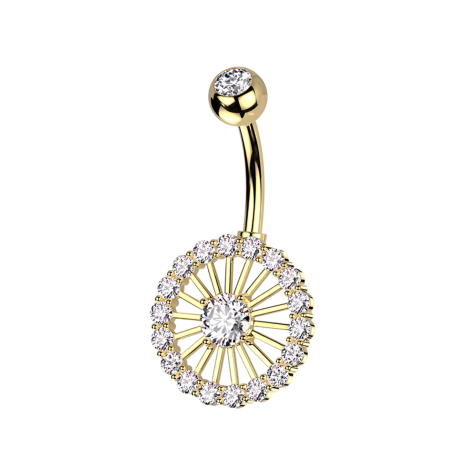 Banane vergoldet mit Kugel vergoldet Kristall silber und Rad Kristalle silber