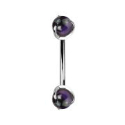 Micro Banane silber Innengewinde mit zwei Kugeln Amethyst...