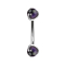 Micro banana silver internal thread with two balls set with amethyst stone