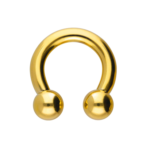 Circular barbell with gold-plated internal thread and two balls