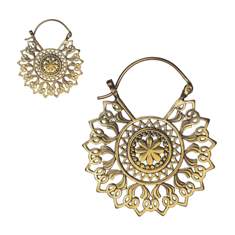 Gold-plated earring flower in heart circle