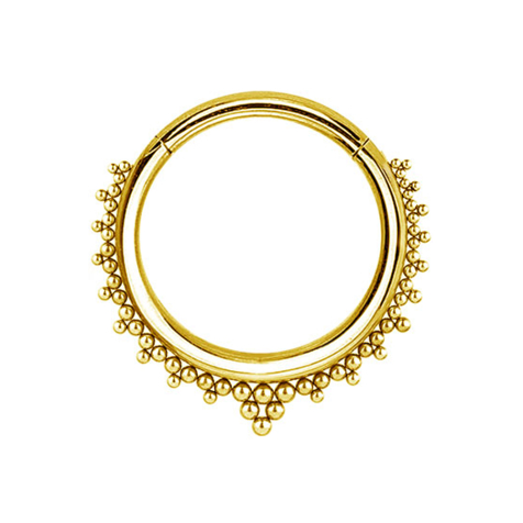 Ear weight segment ring hinged gold-plated balls triangles