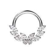 Micro anneau segment pliable argent cristaux argent au...