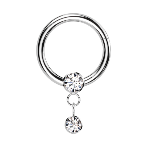 Micro segment ring, foldable, silver crystal, silver pendant, chain, crystal, silver