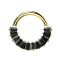 Anello micro segmentato pieghevole placcato oro con cristalli baguette neri