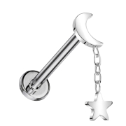 Micro Labret Internal Thread Silver Moon Silver Pendant...