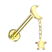 Micro Labret Internal Thread Gold-Plated Moon Gold-Plated...