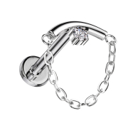 Micro Labret Internal Thread Silver Bar Curved Silver...