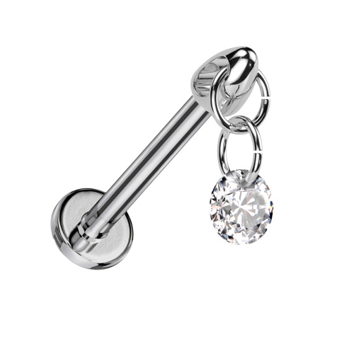 Micro labret filetage intérieur argent cône argent pendentif cristal rond argent
