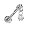 Micro labret filetage intérieur argent cône argent pendentif cristal rond argent