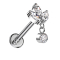 Micro Labret Innengewinde silber drei Ovale Kristalle silber Anhänger Kristall silber