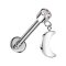 Micro Labret Internal Thread Silver Cylinder Silver Crystal Silver Pendant Moon Silver