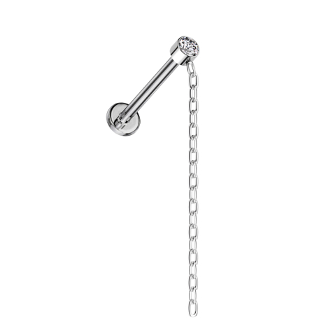 Micro Labret Innengewinde silber Zylinder silber Kristall silber Anhänger Kette silber