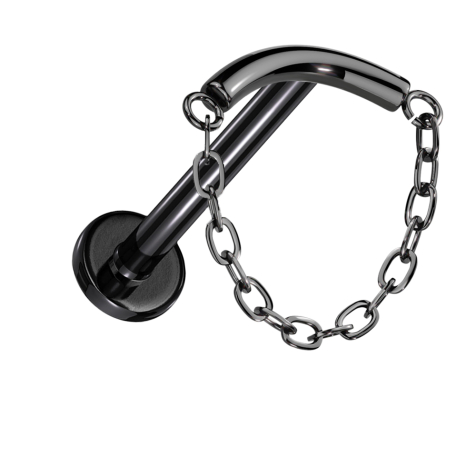 Micro Labret filetage intérieur noir tige noire pendentif chaîne