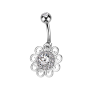 Banana dargento con sfera dargento e cristalli a fiore...