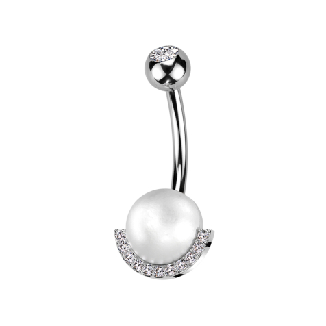 Banana silver with ball silver crystal silver and pearl ball silver crystals silver