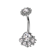 Banane Innengewinde silber mit Kugelblume silber Kristall...