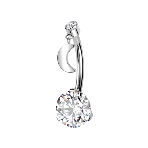 Threadless banana silver cylinder silver crystal silver pendant moon and crystal silver set