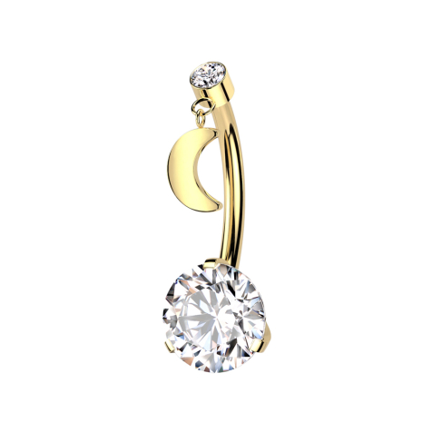 Threadless gold-plated banana cylinder gold-plated crystal silver pendant moon and crystal silver setting