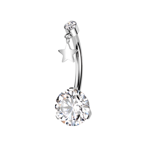 Threadless banana silver cylinder silver crystal silver pendant star and crystal silver set