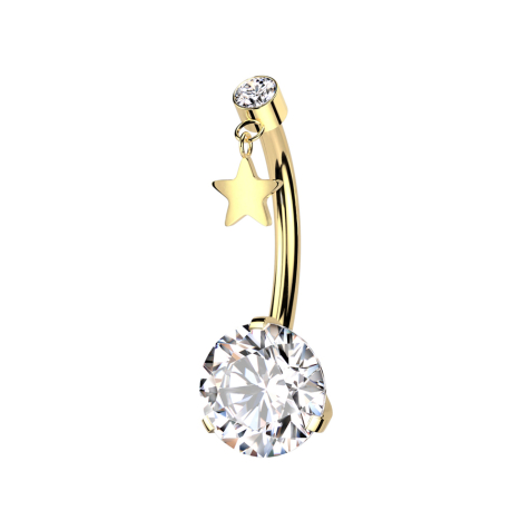 Threadless gold-plated banana cylinder gold-plated crystal silver pendant star and crystal silver setting