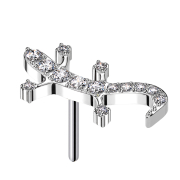 Threadless lizard silver crystals silver