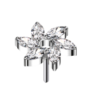 Threadless Wirbel Blume silber Kristalle silber