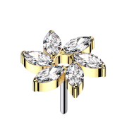 Threadless Tourbillon Fleur plaqué or cristaux argent