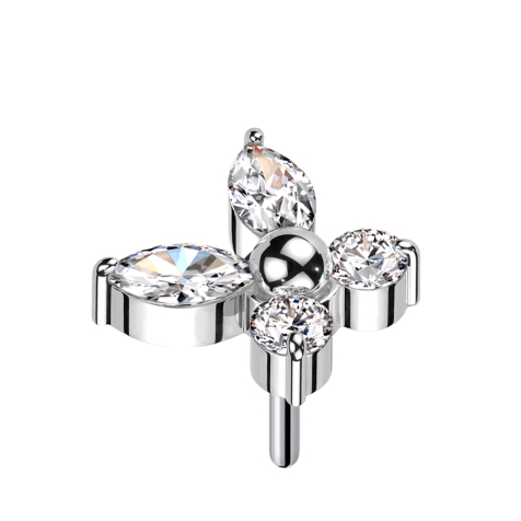 Threadless einfacher Schmetterling silber Kristalle silber