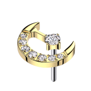 Threadless demi-lune plaquée or cristaux argent...