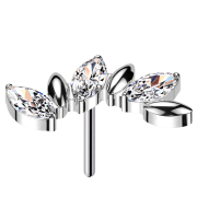 Threadless trois ovales argent trois ovales cristaux argent