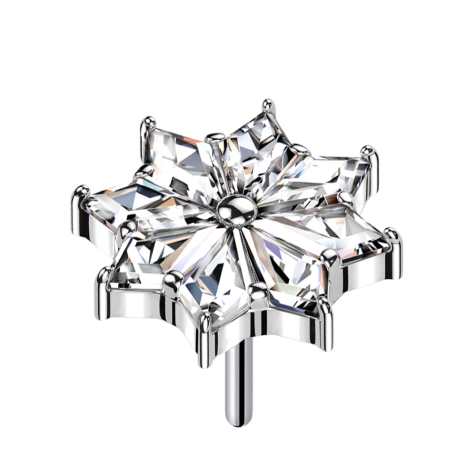 Fleur sans fil argent Cristaux diamant argent