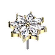 Fleur sans fil plaquée or cristaux diamant argent
