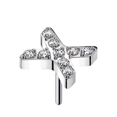 Threadless X argent cristaux argent