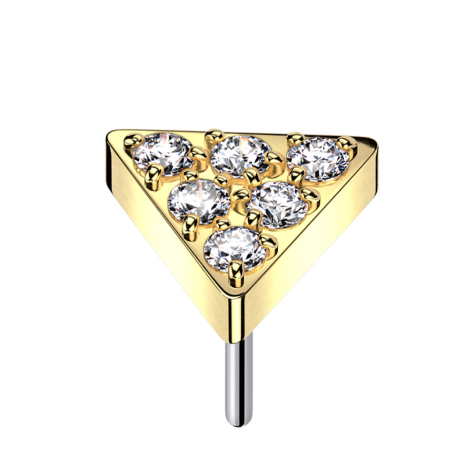 Threadless Dreieck vergoldet Kristalle silber