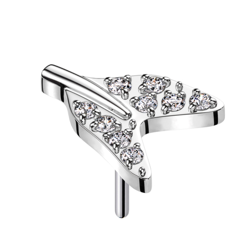 Threadless Haifisch Schwanzflosse silber Kristalle silber