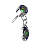 Pendentif ovale en cristal foncé multicolore avec...
