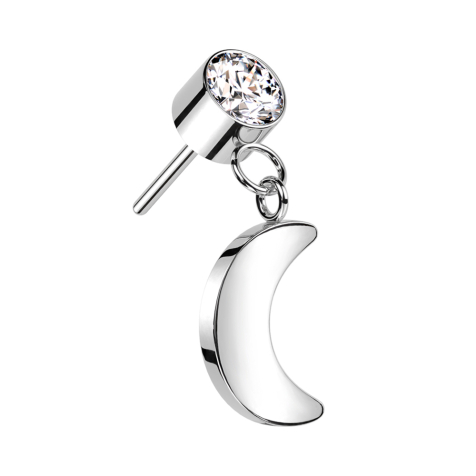 Pendentif cylindre sans fil argent cristal argent lune argent