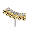 Threadless curved bar, gold-plated, seven crystal balls, silver