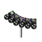 Threadless curved bar, black, seven balls, dark...