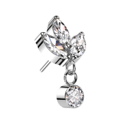 Threadless silber drei Ovale Kristalle silber...